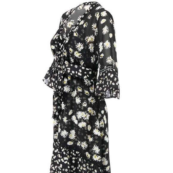 CAbi Daisy Print 2 Piece Dress/Topper/Duster Black & White M Limited-Edition - Picture 6 of 14